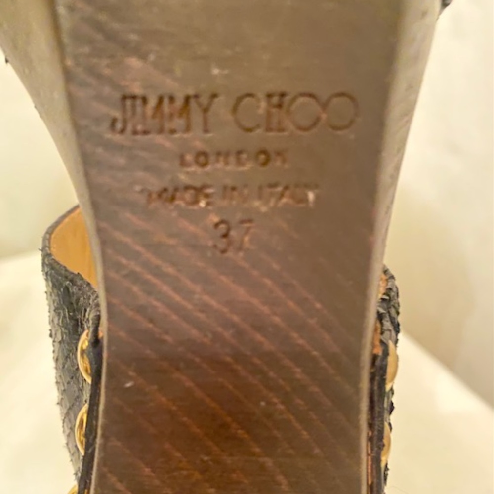Authentic Jimmy Choo Black Python Heeled Sandals … - image 2